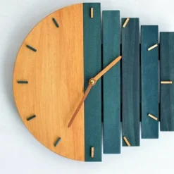 Wood Wall Clock Quartz Analog Silent Non-Ticking Decorative Modern Wall Clock Battery Operated for Living Room Bathroom Bedroom Kitchen Office School