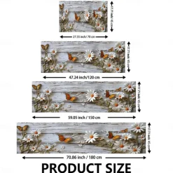 Wooden Daisy Area Rug Kitchen Mat Non-Slip Oil Proof Floor Mat Livingroom Rug Indoor Outdoor Mat Bedroom Decor Bathroom Mat Entrance Rug Door Mat