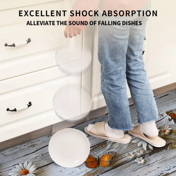 Wooden Daisy Area Rug Kitchen Mat Non-Slip Oil Proof Floor Mat Livingroom Rug Indoor Outdoor Mat Bedroom Decor Bathroom Mat Entrance Rug Door Mat