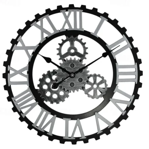 Wooden European Retro Wall Clock Gold Roman Gear Clock Decorative Luxury Classic Quartz Clock Modern Design For Home decor Wall Clocks 58 cm