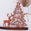 Wooden Light-Up Nativity Scene Decor, Jesus Birth Display with Christmas Tree and Reindeer, Easter Nativity Ornament for Home Decoration