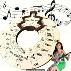 Wooden Melody Tool, Circle Wooden Wheel And Musical Educational Tool, Circle Of Fifths Wheel, Chord Wheel For Musicians, Musical Instruments Accessories, For Notes, Chords And Key Signature