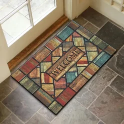 Wooden Pattern Doormat Kitchen Mat Floor Mat Non-Slip Area Rug Oil Proof Rug Indoor Outdoor Mat Bedroom Decor Bathroom Mat Entrance Rug