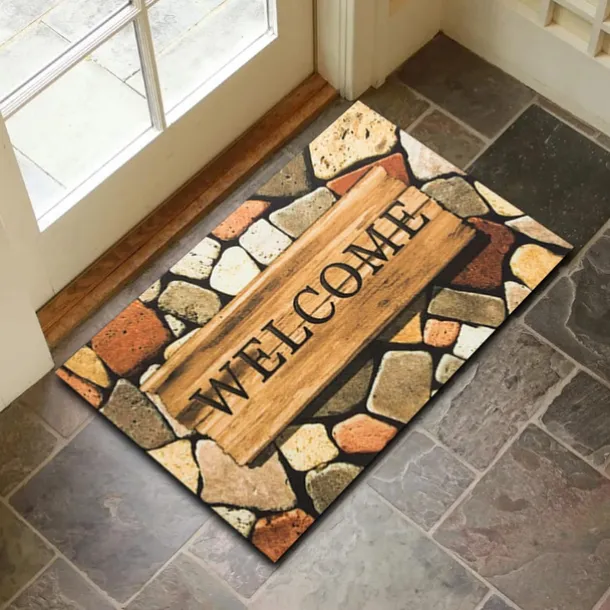 Wooden Pattern Doormat Kitchen Mat Floor Mat Non-Slip Area Rug Oil Proof Rug Indoor Outdoor Mat Bedroom Decor Bathroom Mat Entrance Rug