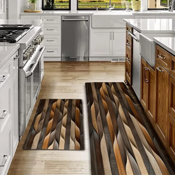 Wooden Texture Kitchen Mat Hallway Carpets Area Rugs Washable for Bedroom Living Room Kitchen Bathroom Anti-Slip Floor Mats