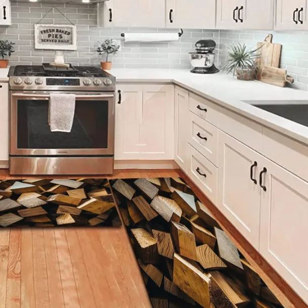 Wooden Texture Kitchen Mat Hallway Carpets Area Rugs Washable for Bedroom Living Room Kitchen Bathroom Anti-Slip Floor Mats