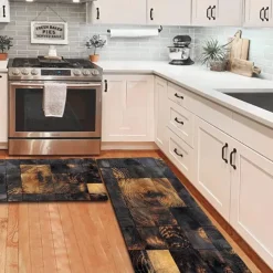 Wooden Texture Kitchen Mat Hallway Carpets Area Rugs Washable for Bedroom Living Room Kitchen Bathroom Anti-Slip Floor Mats