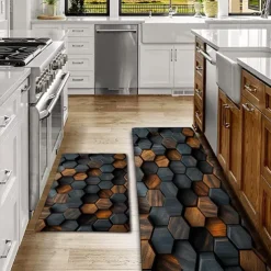 Wooden Texture Kitchen Mat Hallway Carpets Area Rugs Washable for Bedroom Living Room Kitchen Bathroom Anti-Slip Floor Mats