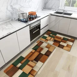 Wooden Texture Kitchen Mat Hallway Carpets Area Rugs Washable for Bedroom Living Room Kitchen Bathroom Anti-Slip Floor Mats