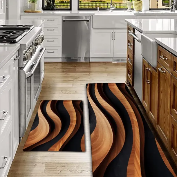 Wooden Texture Kitchen Mat Hallway Carpets Area Rugs Washable for Bedroom Living Room Kitchen Bathroom Anti-Slip Floor Mats