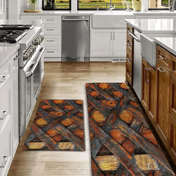Wooden Texture Kitchen Mat Hallway Carpets Area Rugs Washable for Bedroom Living Room Kitchen Bathroom Anti-Slip Floor Mats