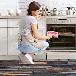 Wooden Texture Kitchen Mat Hallway Carpets Area Rugs Washable for Bedroom Living Room Kitchen Bathroom Anti-Slip Floor Mats