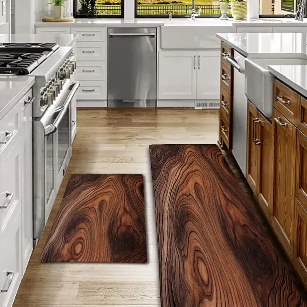 Wooden Texture Kitchen Mat Hallway Carpets Area Rugs Washable for Bedroom Living Room Kitchen Bathroom Anti-Slip Floor Mats