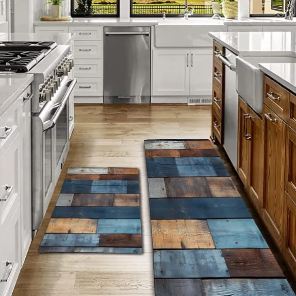 Wooden Texture Kitchen Mat Hallway Carpets Area Rugs Washable for Bedroom Living Room Kitchen Bathroom Anti-Slip Floor Mats