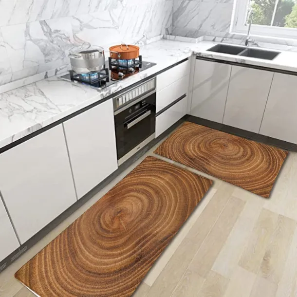 Wooden Texture Kitchen Mat Hallway Carpets Area Rugs Washable for Bedroom Living Room Kitchen Bathroom Anti-Slip Floor Mats