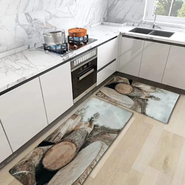 Wooden Texture Kitchen Mat Hallway Carpets Area Rugs Washable for Bedroom Living Room Kitchen Bathroom Anti-Slip Floor Mats
