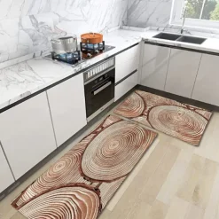 Wooden Texture Kitchen Mat Hallway Carpets Area Rugs Washable for Bedroom Living Room Kitchen Bathroom Anti-Slip Floor Mats