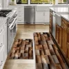 Wooden Texture Kitchen Mat Hallway Carpets Area Rugs Washable for Bedroom Living Room Kitchen Bathroom Anti-Slip Floor Mats