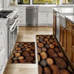 Wooden Texture Kitchen Mat Hallway Carpets Area Rugs Washable for Bedroom Living Room Kitchen Bathroom Anti-Slip Floor Mats