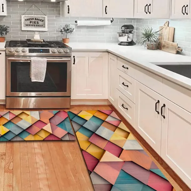 Wooden Texture Kitchen Mat Hallway Carpets Area Rugs Washable for Bedroom Living Room Kitchen Bathroom Anti-Slip Floor Mats