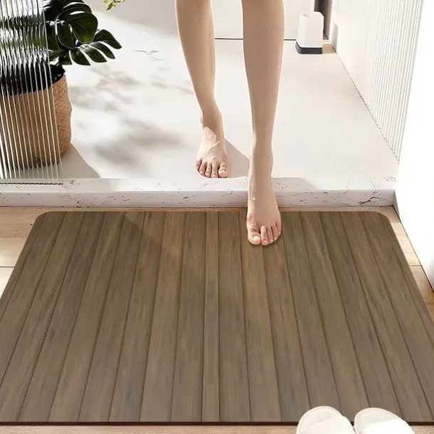 Wooden Texture Pattern Doormat Kitchen Mat Floor Mat Non-Slip Area Rug Oil Proof Rug Indoor Outdoor Mat Bedroom Decor Bathroom Mat Entrance Rug