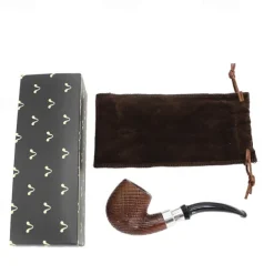 Wooden Tobacco Pipe with 9mm Filter - Elegant Handmade Pipe with Stand and Felt Bag, Classic Design for Enthusiasts and Collectors