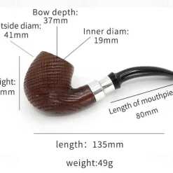 Wooden Tobacco Pipe with 9mm Filter - Elegant Handmade Pipe with Stand and Felt Bag, Classic Design for Enthusiasts and Collectors
