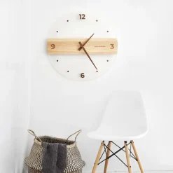 Wooden Wall Clock Nordic Simple Wall Clock Minimalist Simple Design Decorative Wall Clock Living Room Decor 40 CM