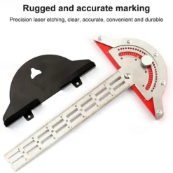Woodworker Edge Rule Stainless Steel Square Edge Ruler Woodworking Compass And Protractor Set, Multi-function Angle Measure Tool With Wall Hanging Storage Rack Only Imperial No Metric