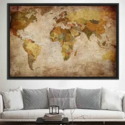 World Map Prints Wall Art Modern Picture Home Decor Wall Hanging Gift Rolled Canvas Unframed Unstretched