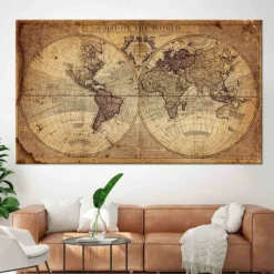 World Map Prints Wall Art Modern Picture Home Decor Wall Hanging Gift Rolled Canvas Unframed Unstretched