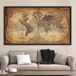 World Map Prints Wall Art Modern Picture Home Decor Wall Hanging Gift Rolled Canvas Unframed Unstretched