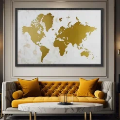 World Map Prints Wall Art Modern Picture Home Decor Wall Hanging Gift Rolled Canvas Unframed Unstretched