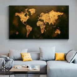 World Map Prints Wall Art Modern Picture Home Decor Wall Hanging Gift Rolled Canvas Unframed Unstretched