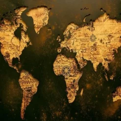 World Map Prints Wall Art Modern Picture Home Decor Wall Hanging Gift Rolled Canvas Unframed Unstretched