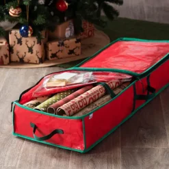 Wrapping Paper Organizer Storage Bag Heavy Duty - Christmas Storage Organizer for Wrapping Paper and Gift Bag Storage - Wrapping Paper Storage Container - Holiday Christmas Decorations