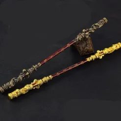Wukong Zinc Alloy Figurine - Monkey King Great Sage Equal to Heaven Golden Cudgel 30CM Metal Ruyi Jingu Bang Staff - Game Collectible Model