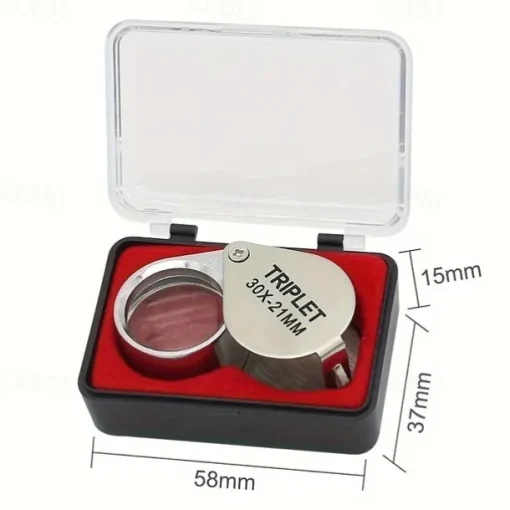 30x Jewelry Magnifying Glasses Pocket Folding Magnifier Mini Diamond Loupe Lens Triplet Eye Glass Tool Reading Magnifier