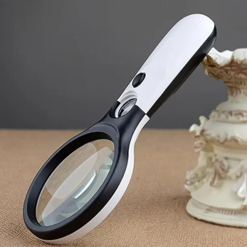 3X 45X Lenses Magnifier 3 LED Light Handheld Reading Magnifying Glass Lens Jewelry Watch Loupe Reading Lens Magnification Aid,Reading Magnifier For The Elderly