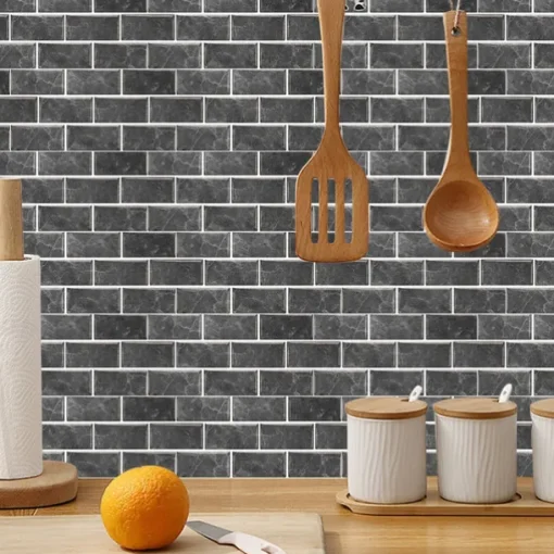 15x30cm 6pcs Tiles Wall Stickers Tile Paint Backsplash Removable Waterproof Self-Adhesive Decals Home Decoration Living Kitchen Bathroom Décor ( black）Self-adhesive decorative wall sticker