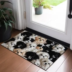 Yarn Cute Dogs Doormat Floor Mats Washable Rugs Kitchen Mat Non-Slip Oil Proof Rug Indoor Outdoor Mat Bedroom Decor Bathroom Mat Entrance Rug