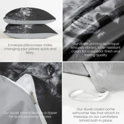 Yin-Yang Animals Duvet Cover Set 100% Cotton Soft and Breathable Bedding Set with Unique Yin-Yang Animal Print Stylish and Cozy Perfect for Bedroom Decor Easy Care Machine Washable