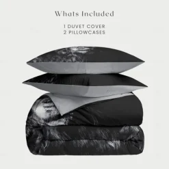 Yin-Yang Animals Duvet Cover Set 100% Cotton Soft and Breathable Bedding Set with Unique Yin-Yang Animal Print Stylish and Cozy Perfect for Bedroom Decor Easy Care Machine Washable