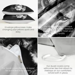 Yin-Yang Animals Duvet Cover Set 100% Cotton Soft and Breathable Bedding Set with Unique Yin-Yang Animal Print Stylish and Cozy Perfect for Bedroom Decor Easy Care Machine Washable