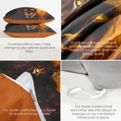 Yin-Yang Animals Duvet Cover Set 100% Cotton Soft and Breathable Bedding Set with Unique Yin-Yang Animal Print Stylish and Cozy Perfect for Bedroom Decor Easy Care Machine Washable