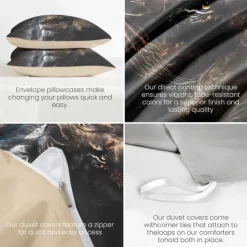 Yin-Yang Animals Duvet Cover Set 100% Cotton Soft and Breathable Bedding Set with Unique Yin-Yang Animal Print Stylish and Cozy Perfect for Bedroom Decor Easy Care Machine Washable