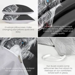 Yin-Yang Animals Duvet Cover Set 100% Cotton Soft and Breathable Bedding Set with Unique Yin-Yang Animal Print Stylish and Cozy Perfect for Bedroom Decor Easy Care Machine Washable