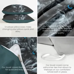 Yin-Yang Animals Duvet Cover Set 100% Cotton Soft and Breathable Bedding Set with Unique Yin-Yang Animal Print Stylish and Cozy Perfect for Bedroom Decor Easy Care Machine Washable