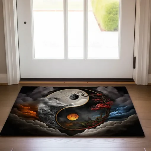 Yinyang Taichi Doormat Floor Mats Washable Rugs Kitchen Mat Boho Non-Slip Oil Proof Rug Indoor Outdoor Mat Bedroom Decor Bathroom Mat Entrance Rug