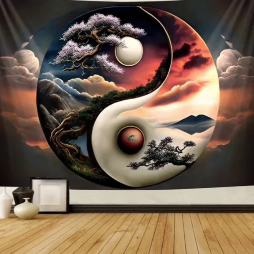 Yinyang Taichi Hanging Tapestry Wall Art Large Tapestry Mural Decor Photograph Backdrop Blanket Curtain Home Bedroom Living Room Decoration